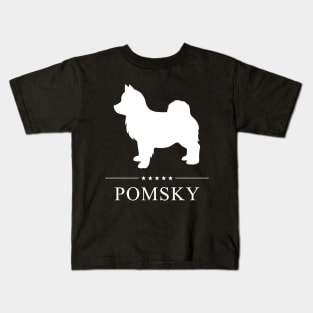 Pomsky Dog White Silhouette Kids T-Shirt